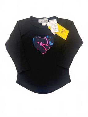 New Dori Creations‎ Girls Size 3T Black Long Sleeve Paint Splatter Heart Top
